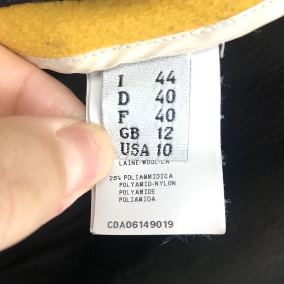 Cedric Charlier Navy and Yellow Colorblock Coat 10 Collared Button Front Pocket - Picture 4 of 9